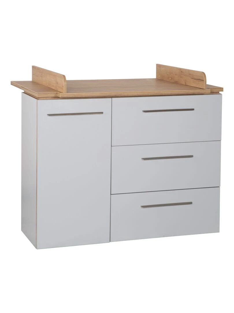 ROBA Commode à Langer "Tobi" avec Plan Amovible Fermeture Progressive Gris clair/Chêne doré Gris clair
