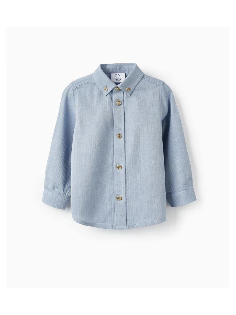Chemise en coton pour bébé garçon manches longues SPRING BEGINS Bleu