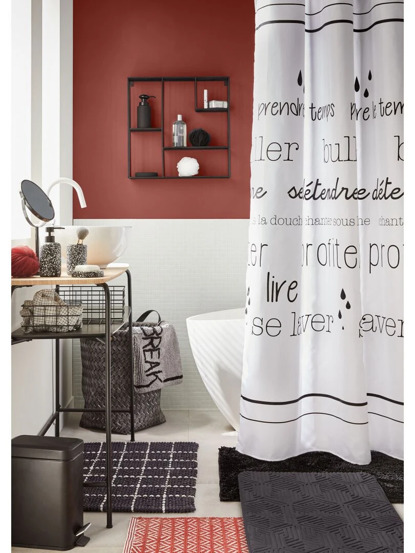 SHINY   Tapis de bain en polyester uni 50x80cm   Noir