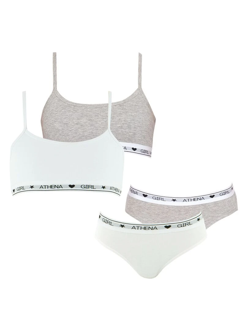 Ensemble fille brassière et slip en Coton Ultra Doux Gris