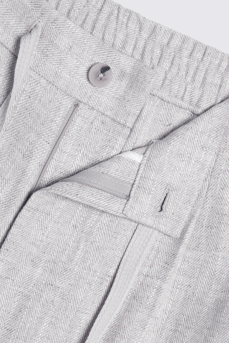 Ecru Herringbone Beach Trousers    Buy Online at Moss