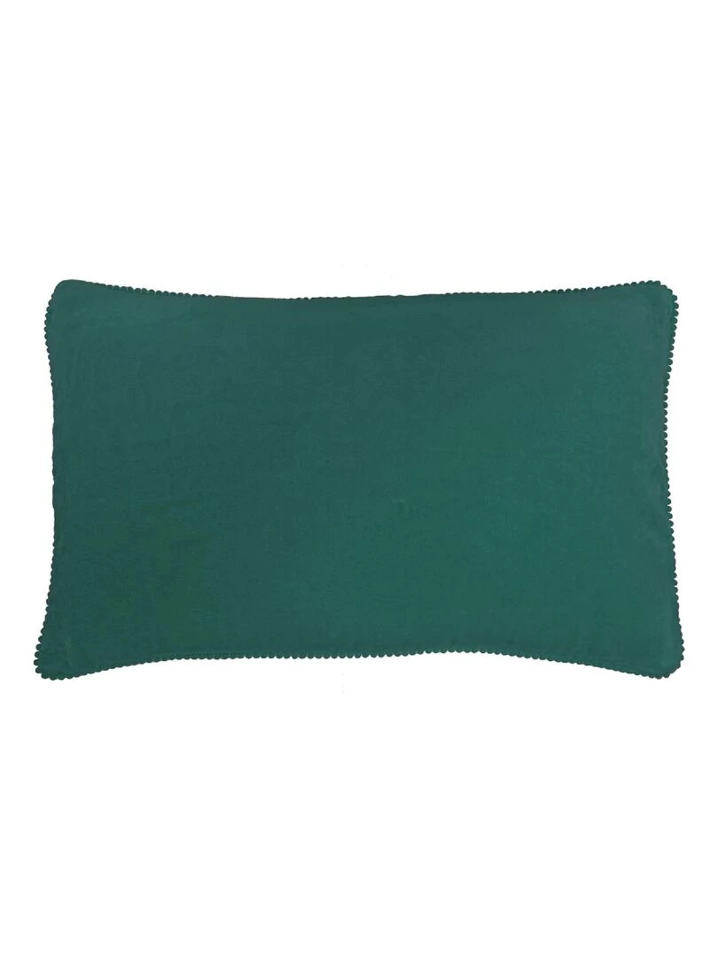 Coussin en velours avec contour perlé 'Deko&co' Vert émeraude