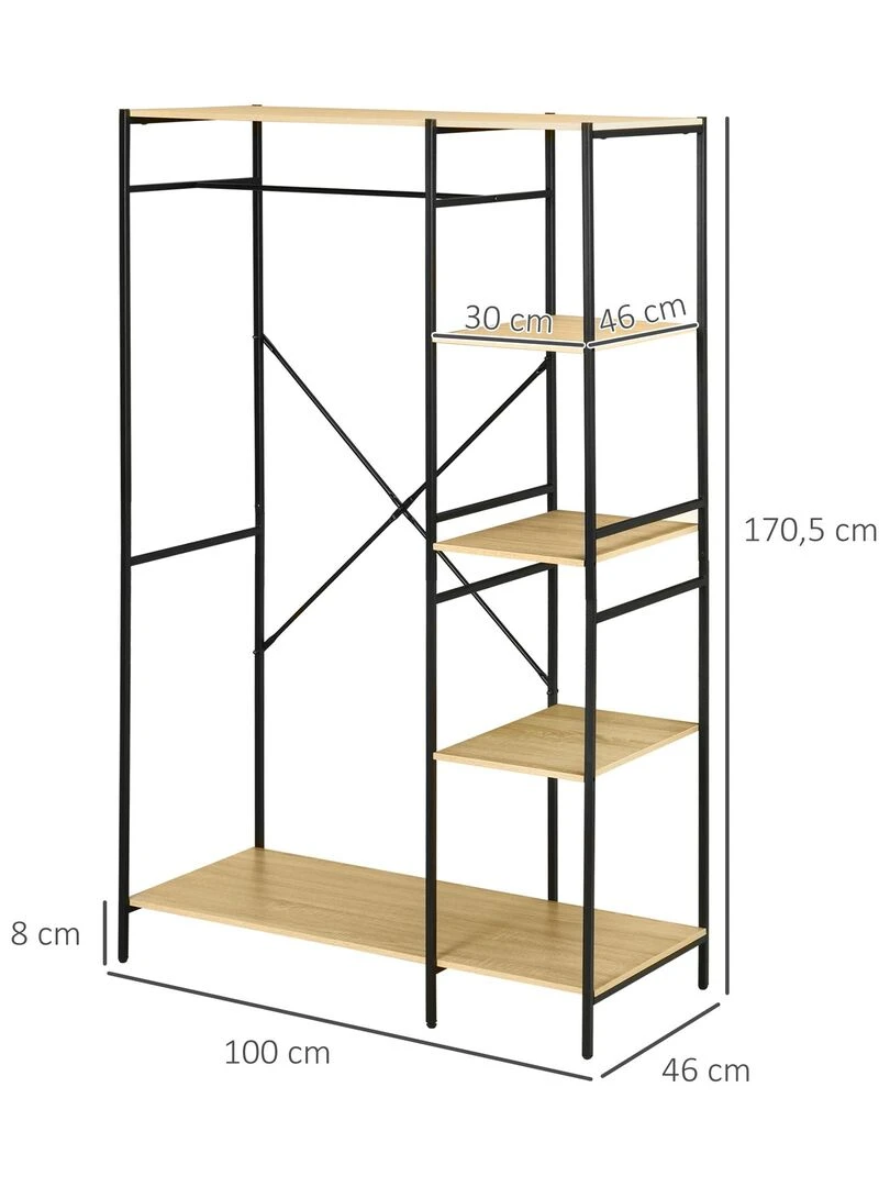 Penderie portant à vêtements style industriel   Beige