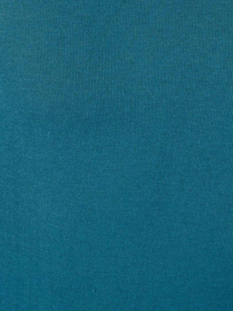 T shirt col V manches courtes fine côte Thermolactyl Sensitive   Damart   Bleu pétrole