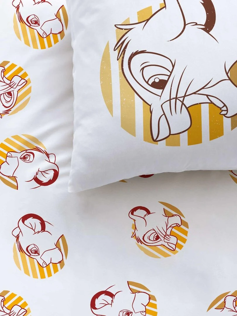 Parure de lit imprimée 100% coton DISNEY HOME LE ROI LION PRINCE Blanc Orange