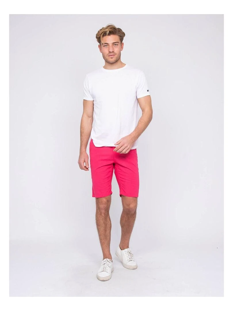 Bermuda chino lin BAGOLIN   Rose framboise