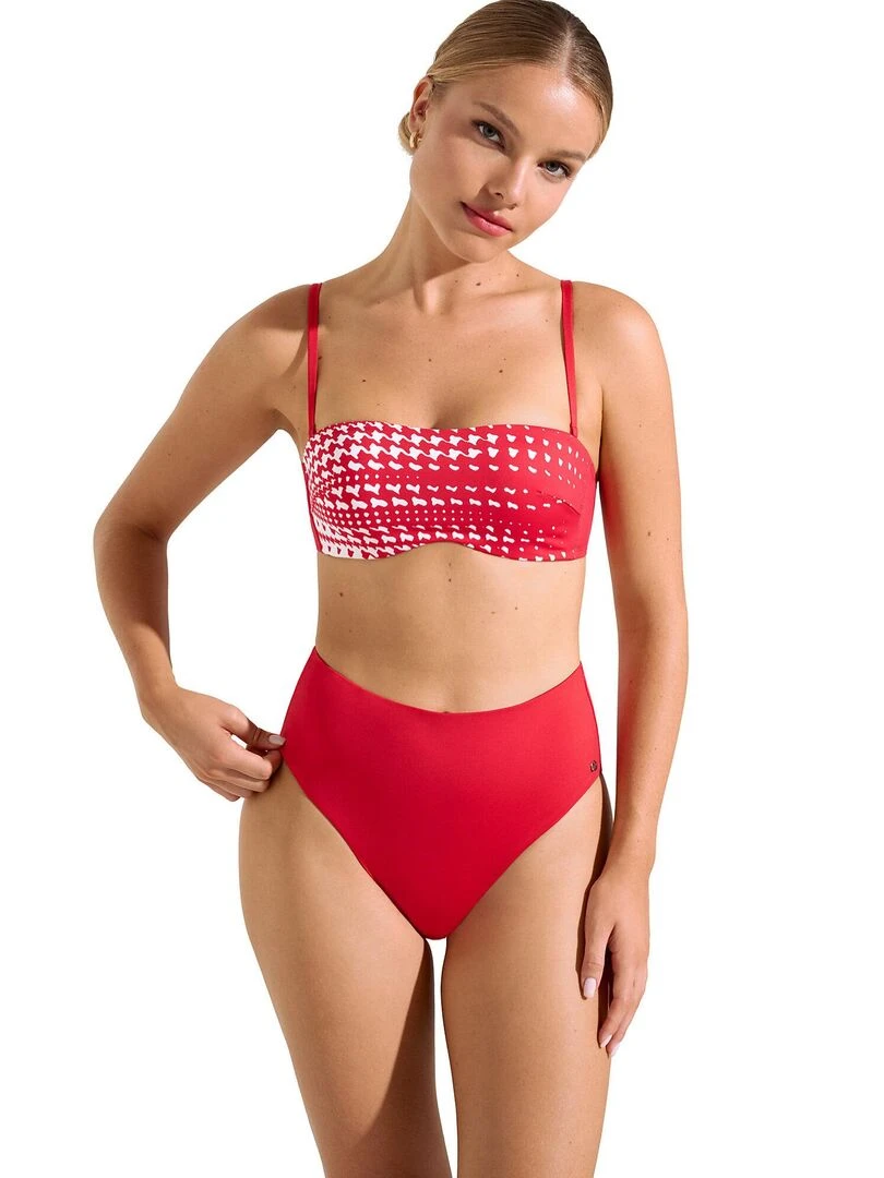 Bas maillot slip de bain échancré taille haute Quito   Rouge