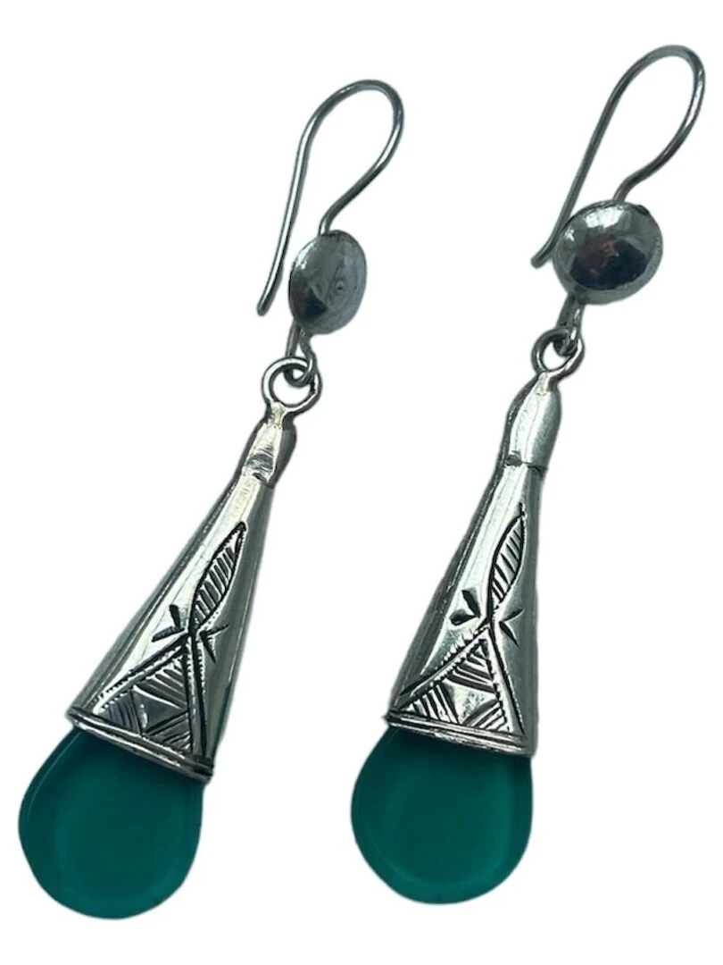 Boucles d'oreilles touareg verre bleu Bleu