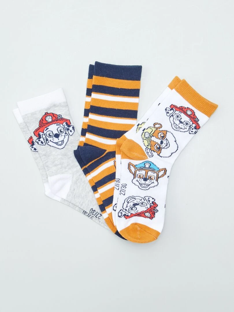Lot de 3 paires de chaussettes 'Pat' Patrouille' Blanc/gris/orange