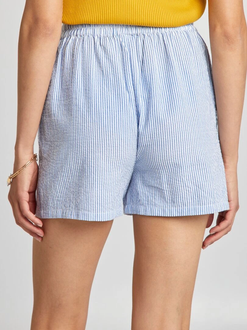 Short rayé en coton   Bleu