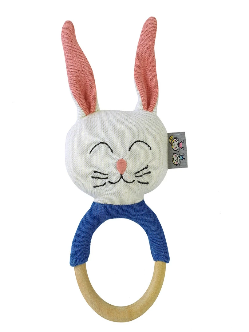 Hochet Avec Anneau De Dentition En Coton Bio Lapin N/A