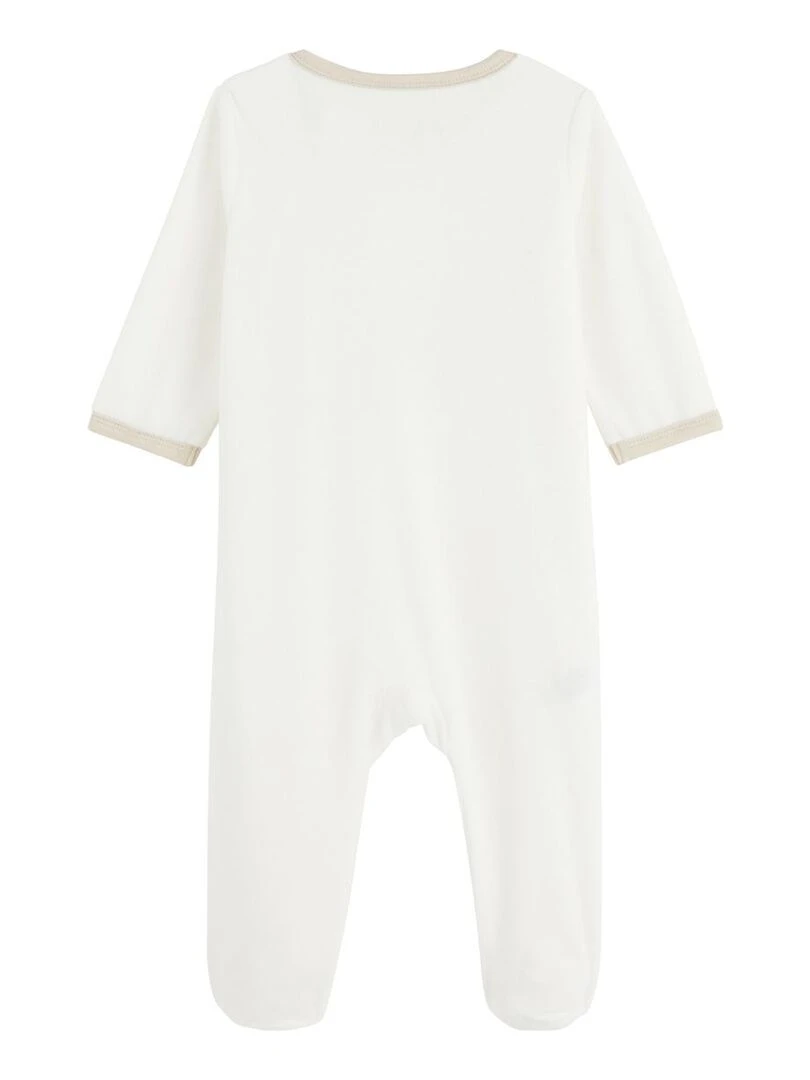 Pyjama bébé en velours ouverture zippée Mini Panda Ecru