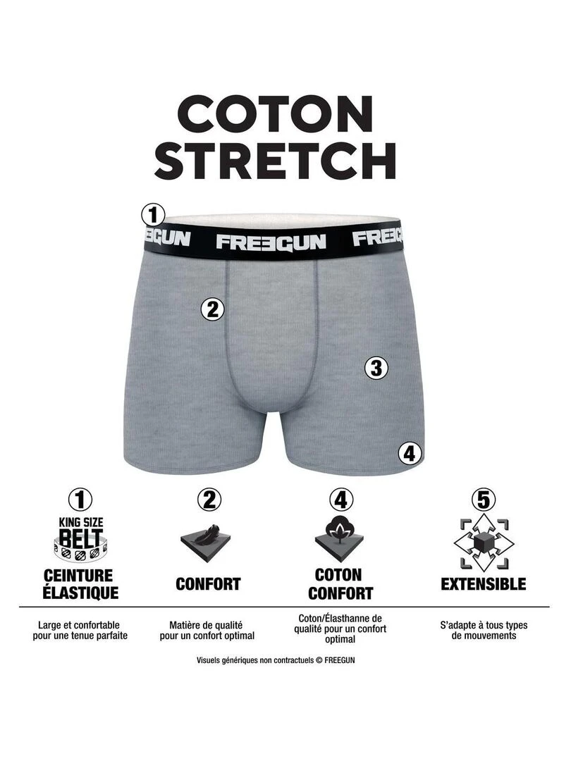 Lot de 4 Boxers garçon en coton Freegun Noir