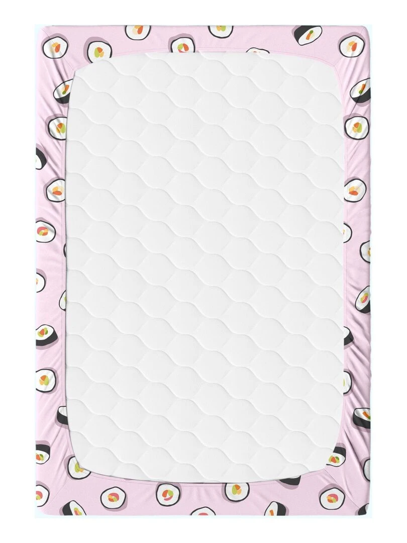 Drap housse Sushi "Happyfriday"   Blanc