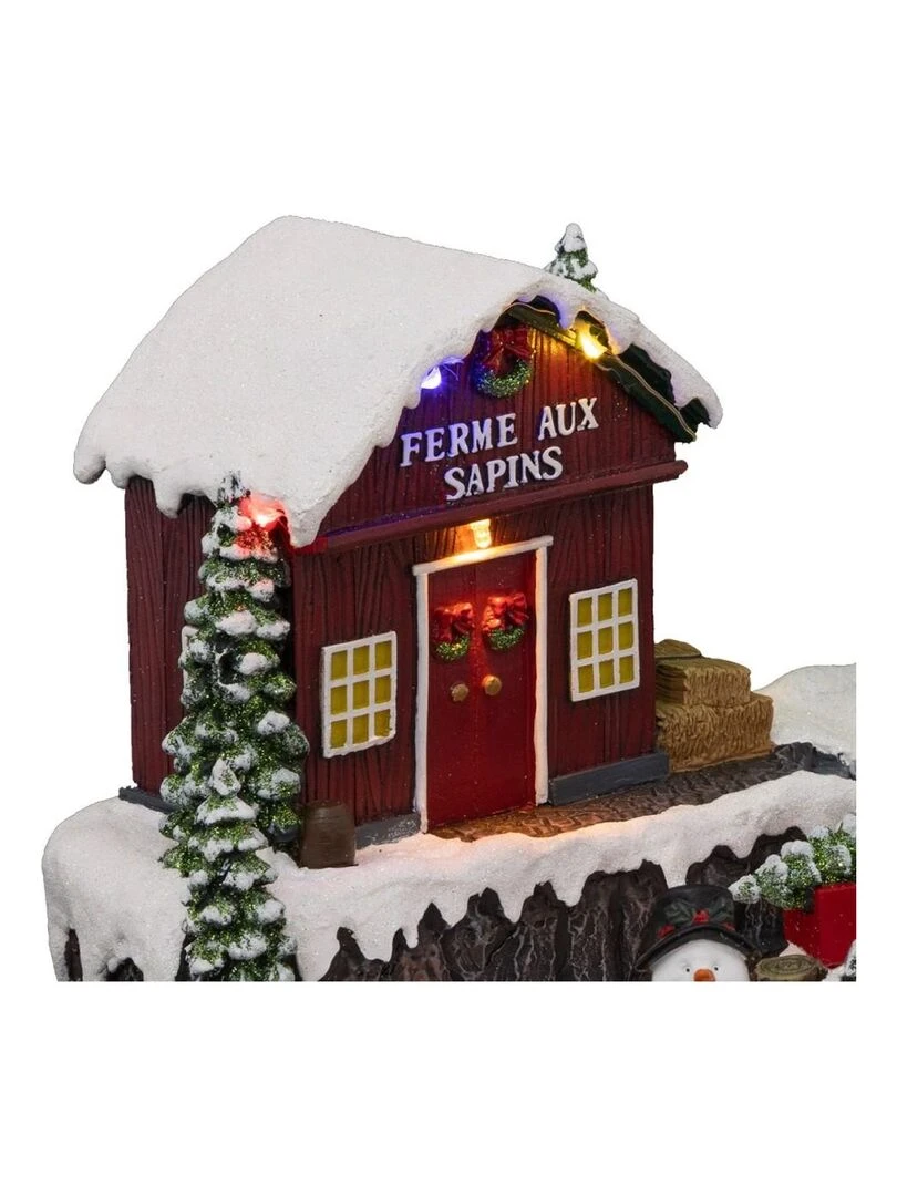 Village de Noël tracteur 10 LED Rouge
