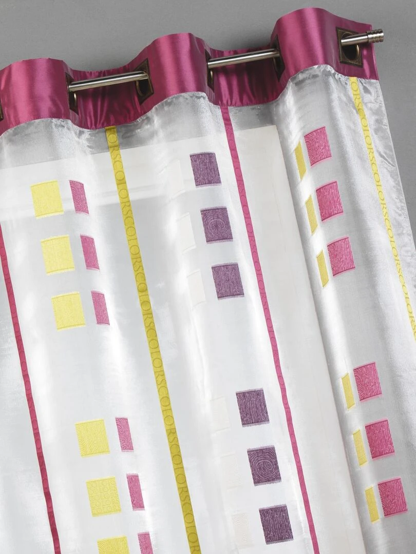 Voilage organza gros carrés et parement taffetas Vert clair