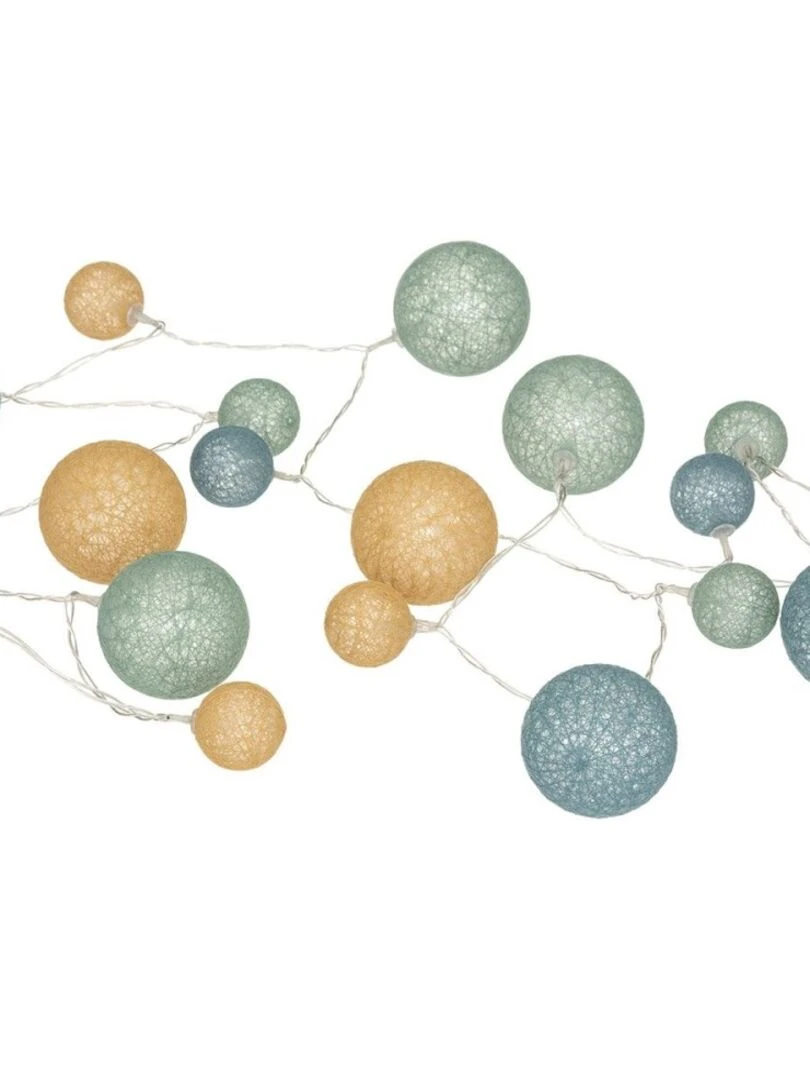 Guirlande Palm 20 boules multidiamètres Bleu