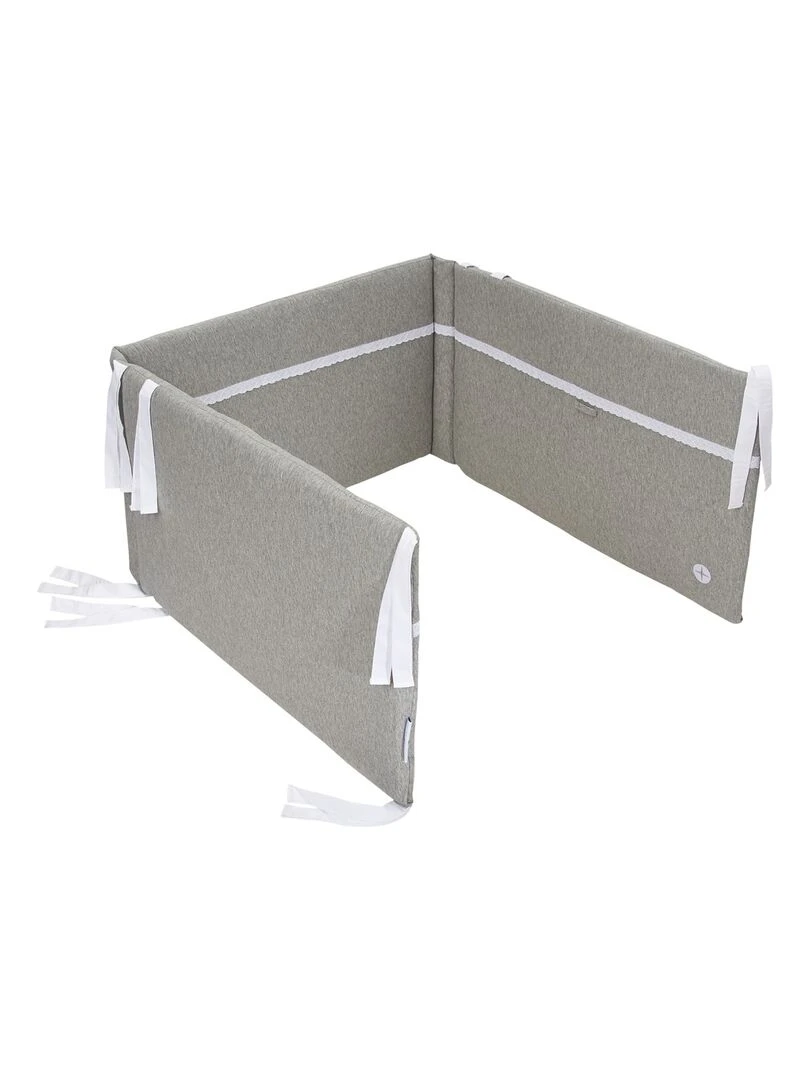 Tour de lit bébé stable en coton gris dentelle 180 x 35 cm Gris