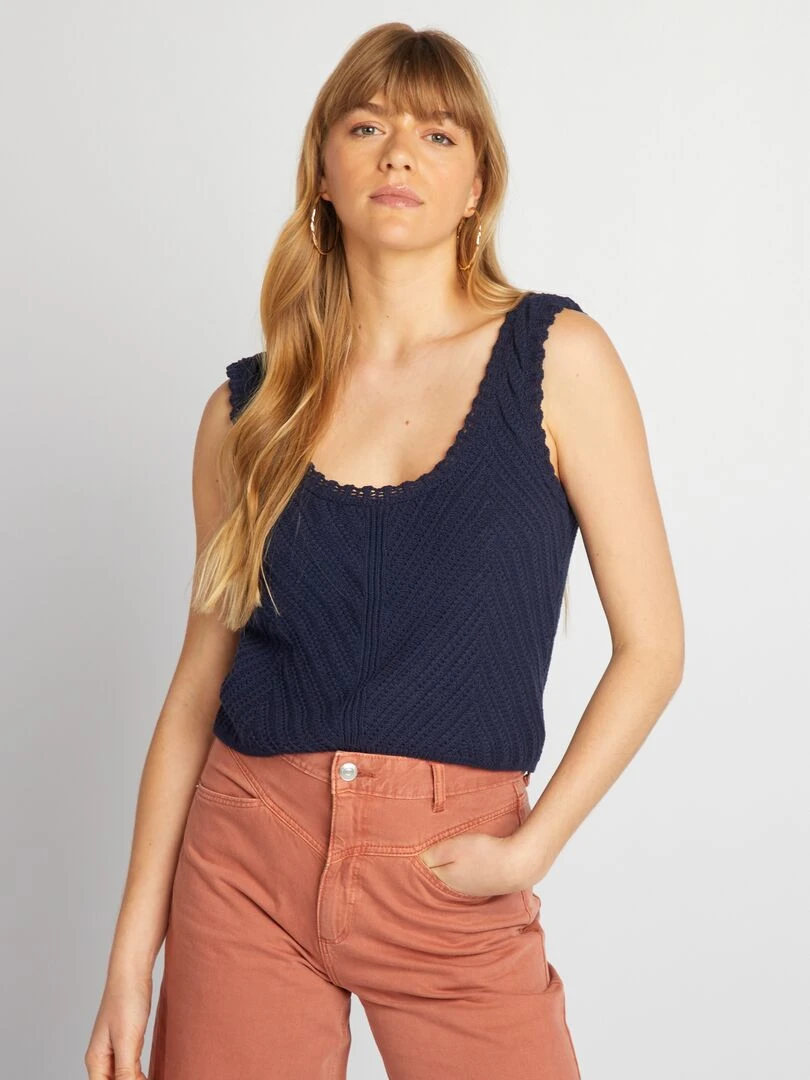 Top court en crochet   Bleu