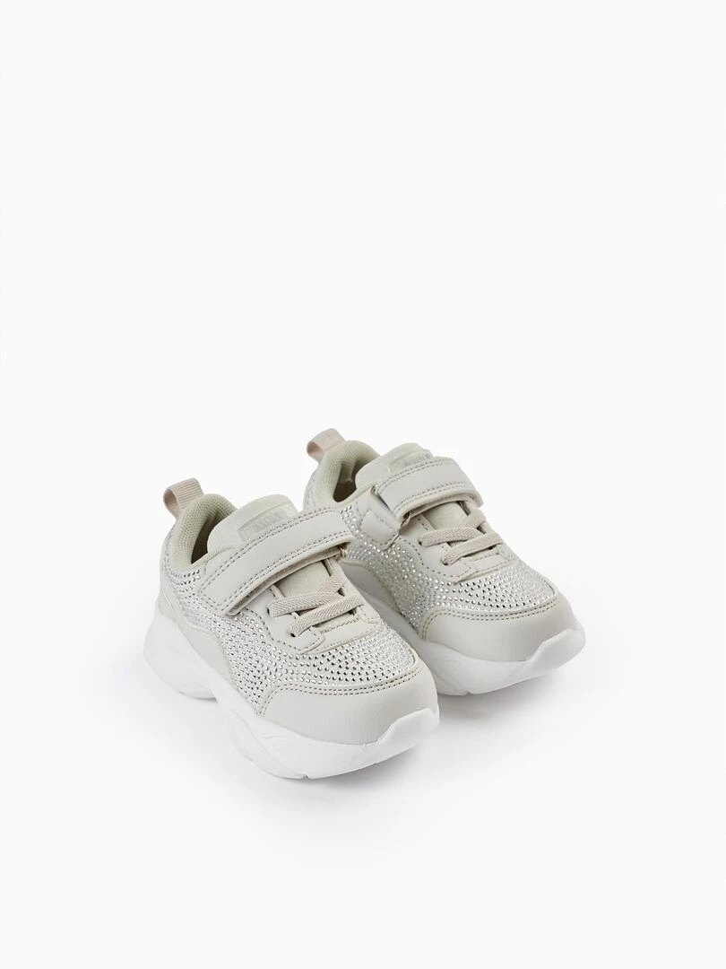 Baskets avec Strass pour Bébé Fille 'ZY Superlight' CÉRÉMONIE Gris
