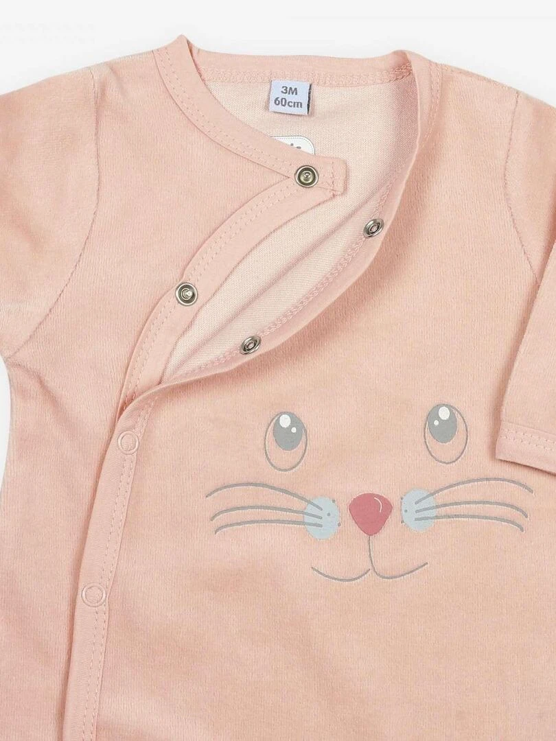 Pyjama naissance en velours   Rose