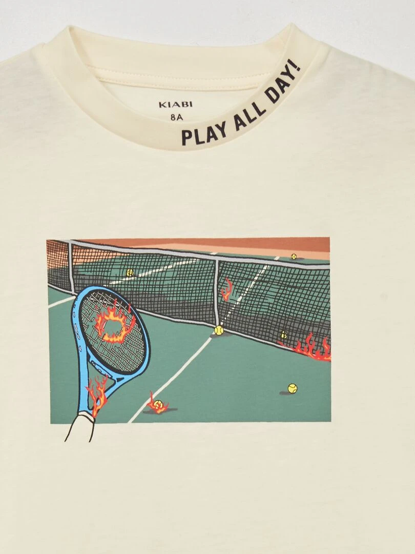 T shirt en jersey 'Tennis' manches courtes   Beige