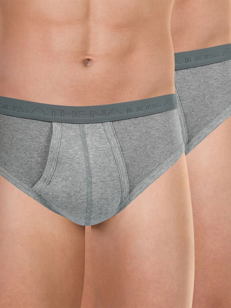 Lot de 2 slips taille haute ouverts homme Coton Bio Gris