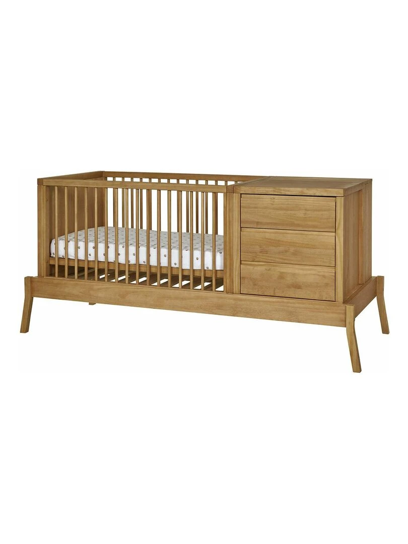 Lit évolutif bébé combiné avec matelas Sya AKITEN RETAIL Marron