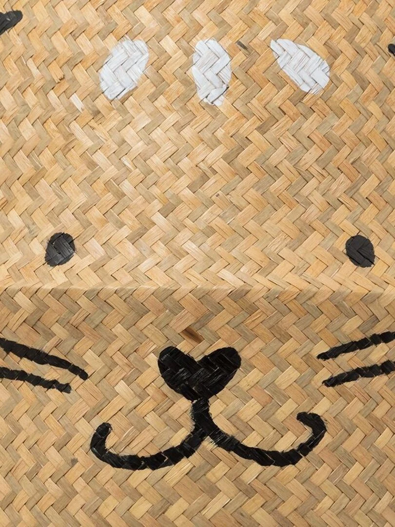 Panier pliable en roseau Chat D35 Beige