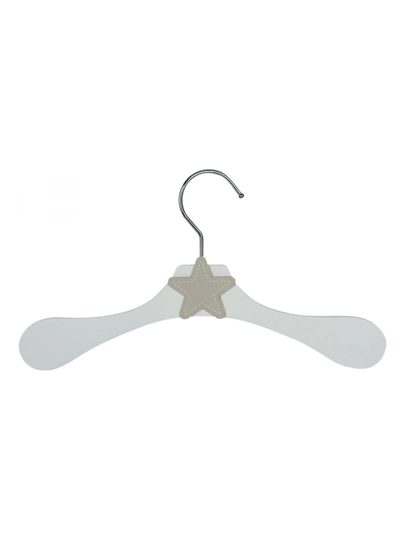 Lot de 10 cintres en bois pour bébé enfant avec crochet pivotant Monsieur Bébé Blanc Beige