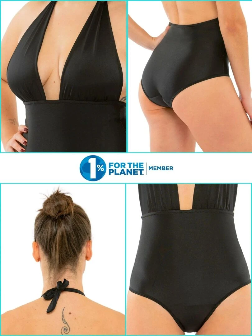 Maillot de bain Menstruel Élégant   flux léger   Lila   Noir