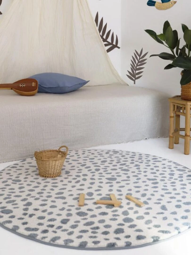 Tapis Rond Léopard Maldä Blue (120 Cm) Bleu