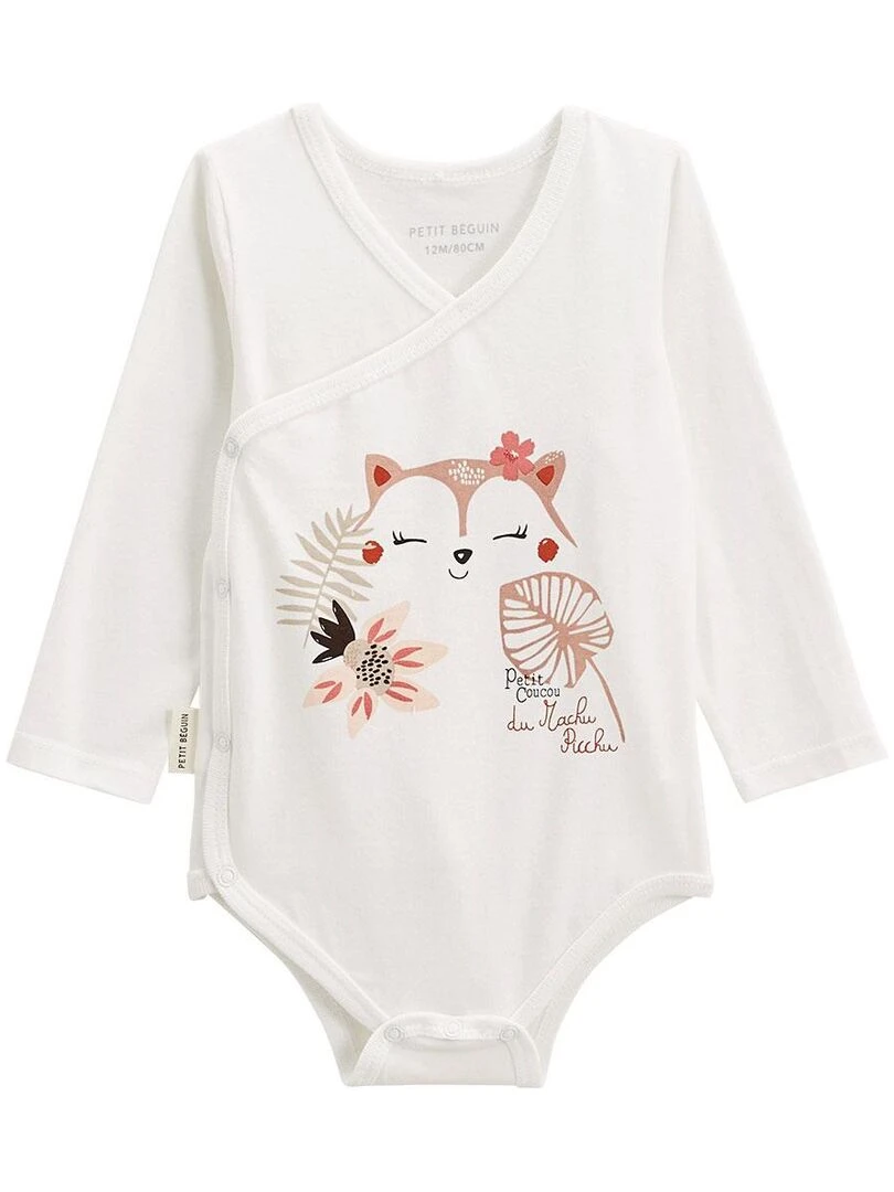 Lot de 2 bodies bébé manches longues ouverture croisée Machu Picchu Rose