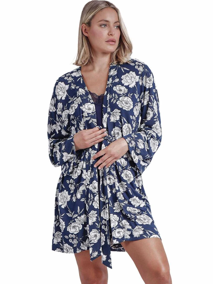 Déshabillé Navy Flowers Bleu marine