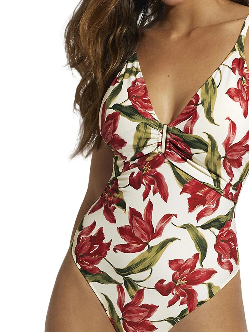 Maillot de bain une pièce triangle préformé Bahamas   Ecru