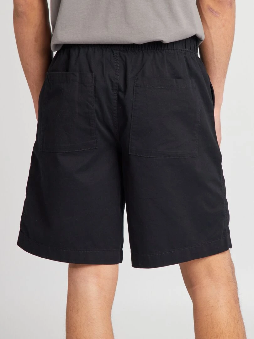 Short droit à taille élastiquée   noir