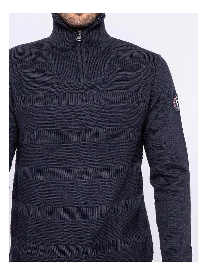Pull col montant zippé LULU   Bleu marine