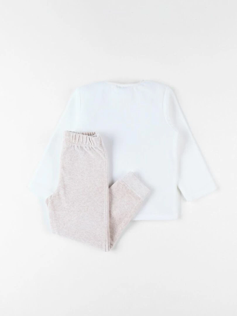 Pyjama 2 pièces renne en velours chiné Noukie's Ecru