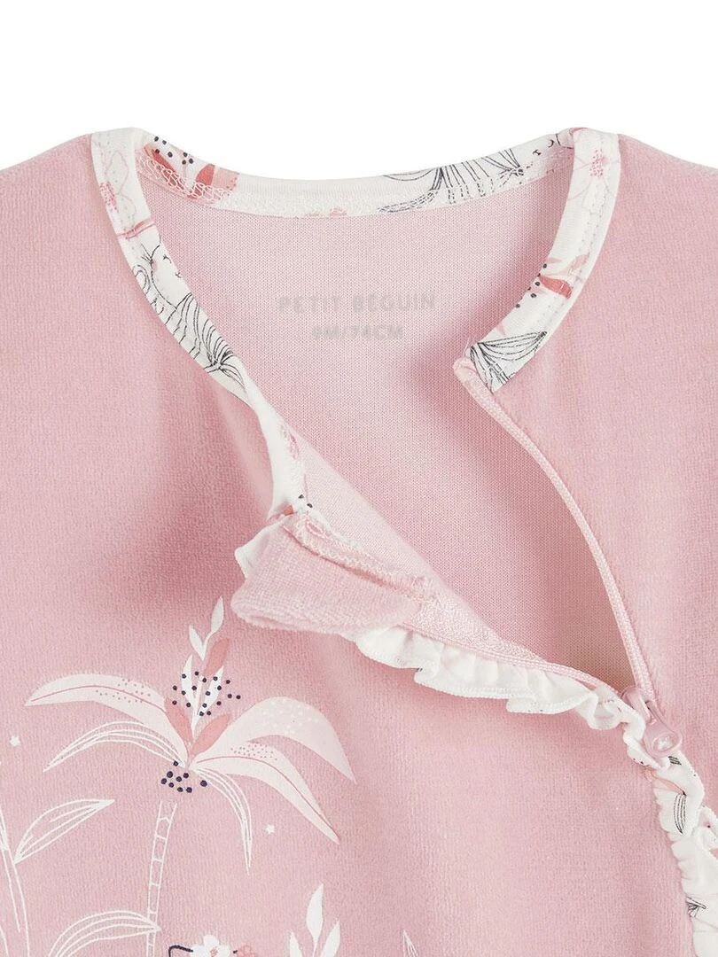 Pyjama bébé en velours ouverture zippée Bahia   Rose
