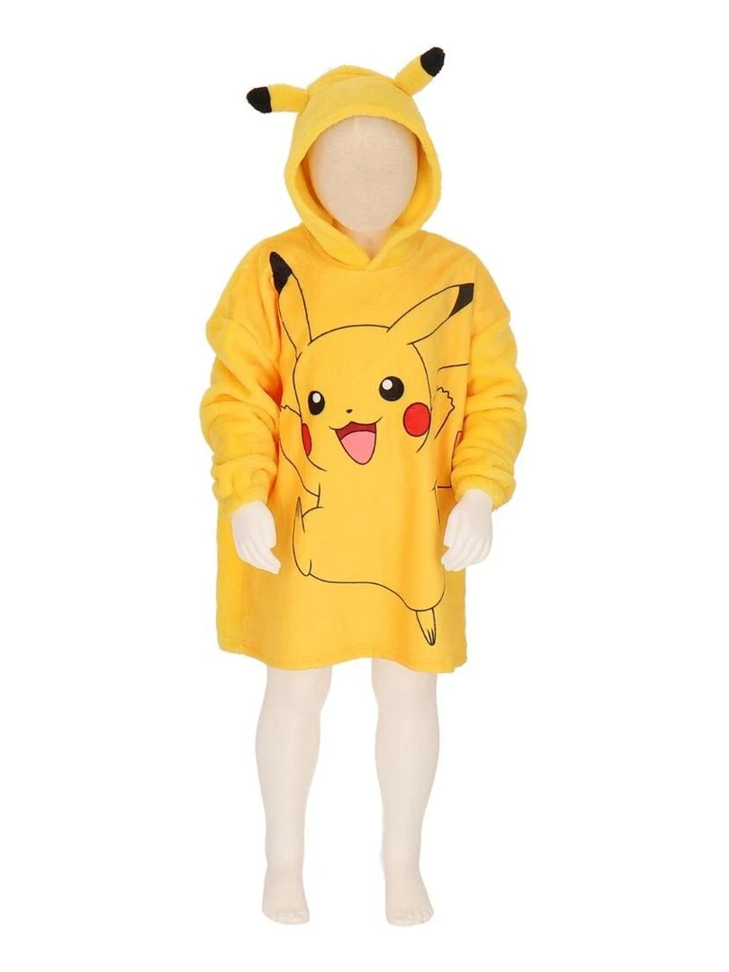 Pull plaid à capuche molletonné Pikachu Pokémon 100% Polyester Jaune