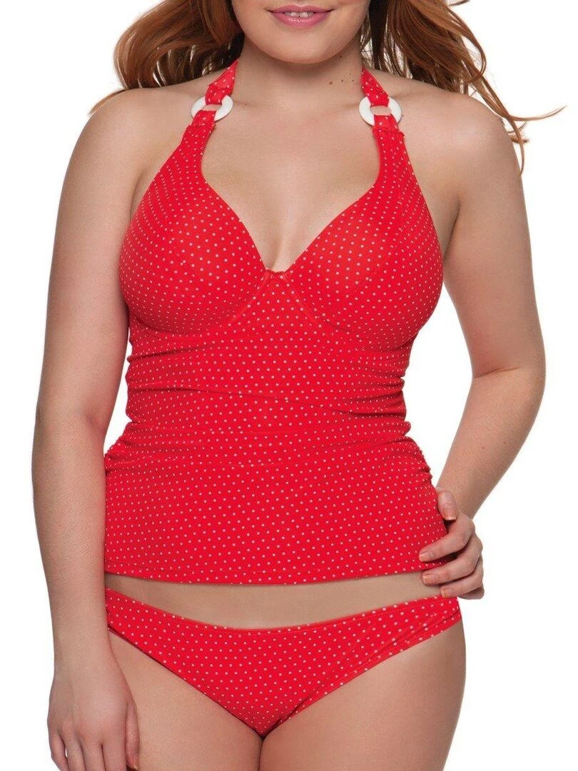 Culotte de bain à pois froncée dans le dos Plain Sailing Rouge