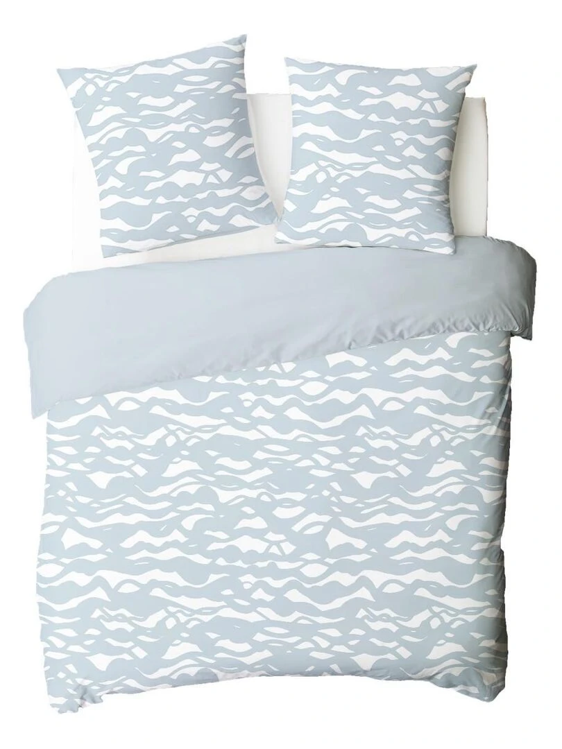 Future Home   Parure de lit 2 personnes en coton 57 fils imprimé nuage   Bleu