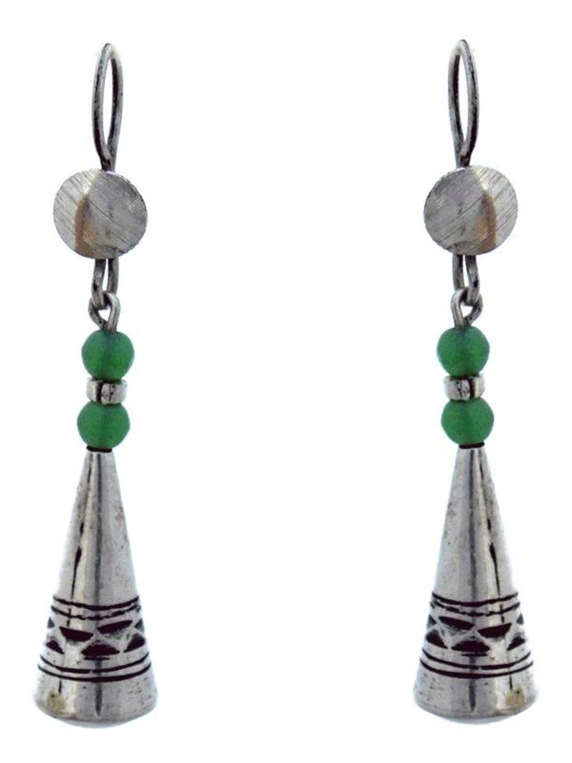boucles d'oreilles touareg cône perles  Bijoucolor   Vert