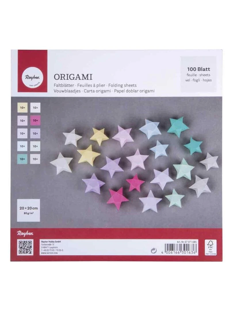 100 Feuilles pour origami couleur pastel 20 x 20 cm N/A