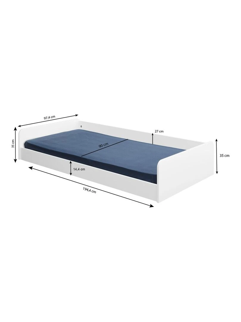 Pack lit enfant avec matelas Harpe   AKITEN RETAIL   Blanc Blanc