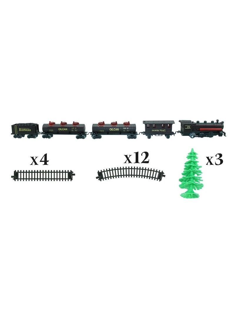 Train électrique 24 pièces du village de Noël Marron