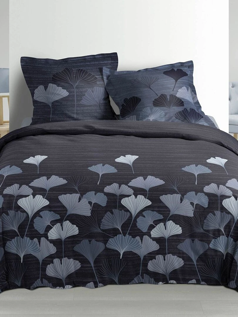 Housse de couette 220x240 + 2 taies Alix coton percale 78 fils Gris