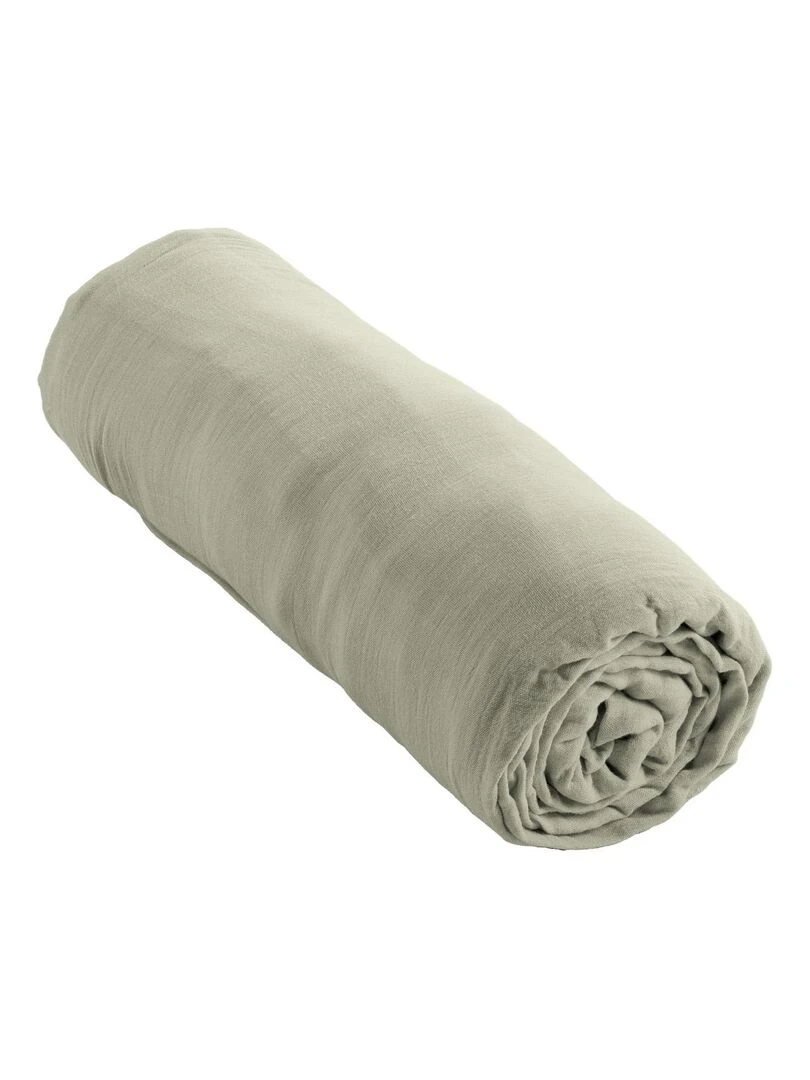 Drap Housse Double Gaze Coton Gaia Vert d'eau