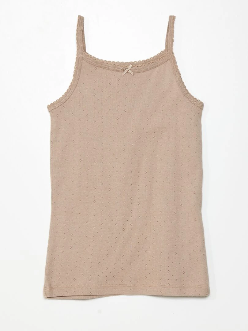 Lot de 3 débardeurs en maille pointelle Beige