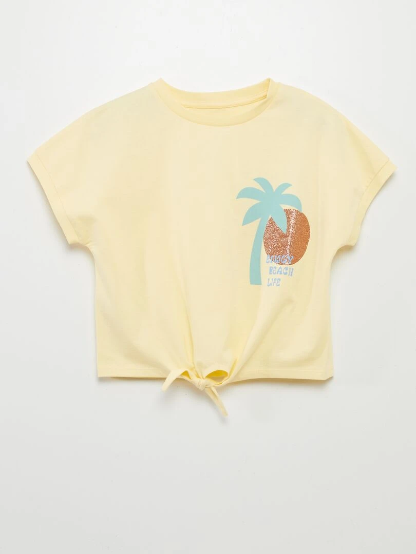 T shirt avec nœud à la base Jaune